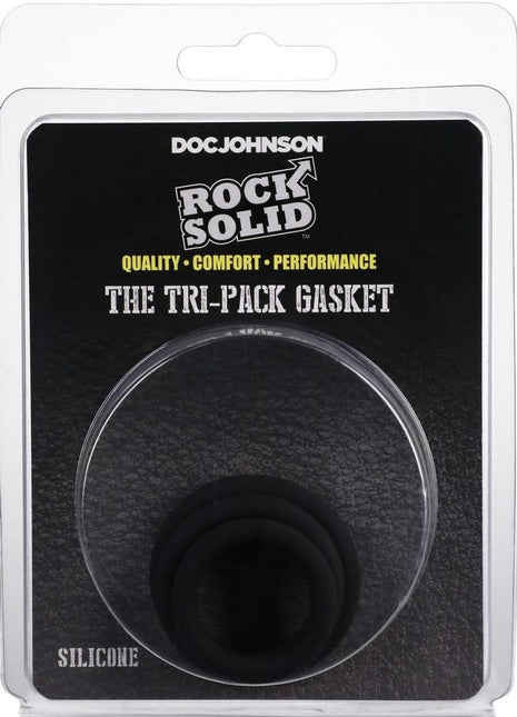Rock Solid Tri-Pack Silicone Gasket Cock Ring - Black