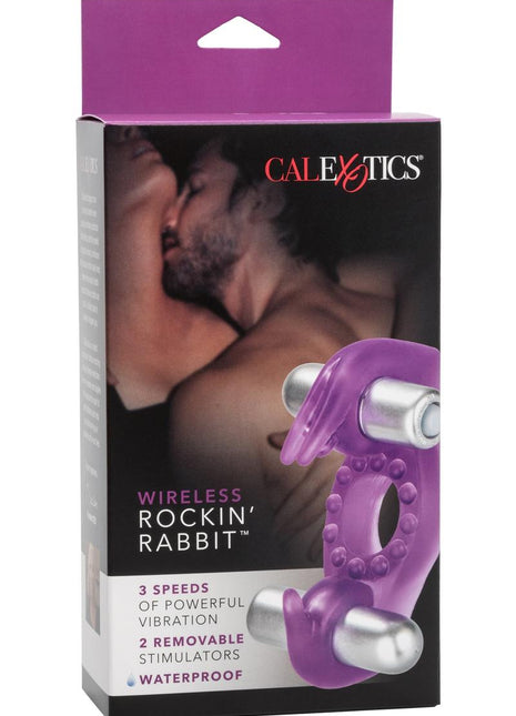 Wireless Rocking Rabbit Vibrating Cock Ring with Clitoral Stimulation - Purple
