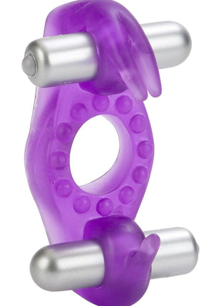 Wireless Rocking Rabbit Vibrating Cock Ring with Clitoral Stimulation - Purple