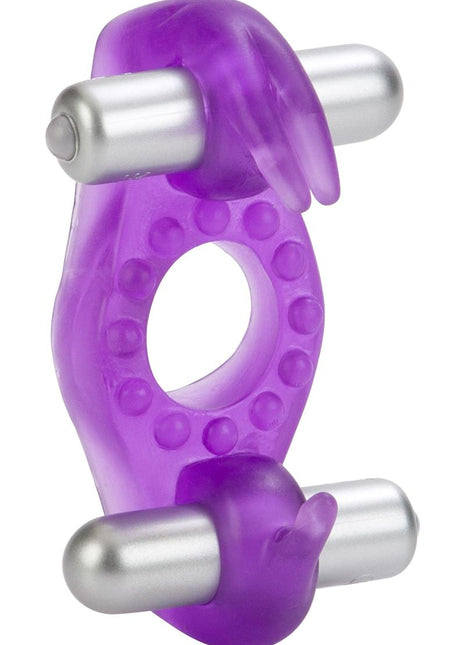 Wireless Rocking Rabbit Vibrating Cock Ring with Clitoral Stimulation - Purple