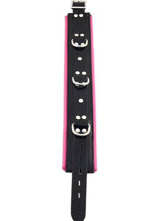 Rouge 3 D-Ring Padded Leather Adjustable Collar - Black/Pink