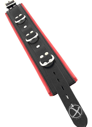 Rouge 3 D-Ring Padded Leather Adjustable Collar - Black/Red