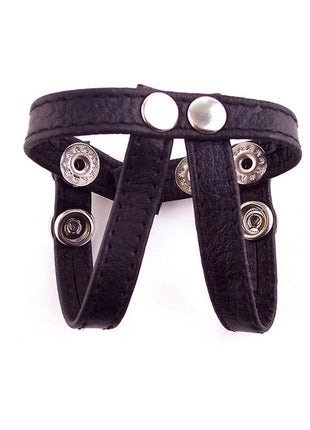 Rouge Arab Strap Leather Adjustable Cock and Balls Strap - Black