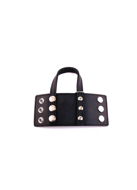 Rouge Ball Stretcher Leather Adjustable Cock Strap - Black - Medium