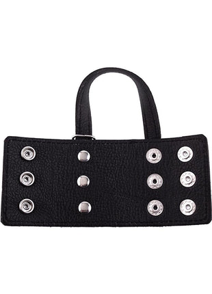 Rouge Ball Stretcher Leather Adjustable Cock Strap - Black - Medium