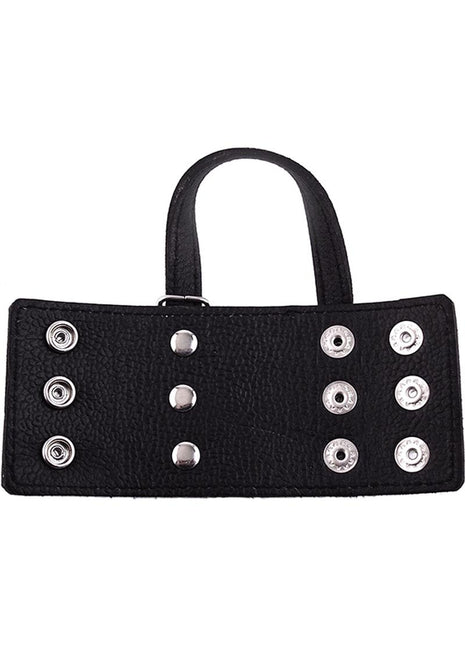 Rouge Ball Stretcher Leather Adjustable Cock Strap - Black - Medium