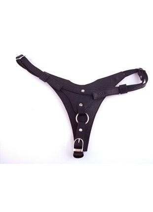 Rouge Female Dildo Leather Harness - Black