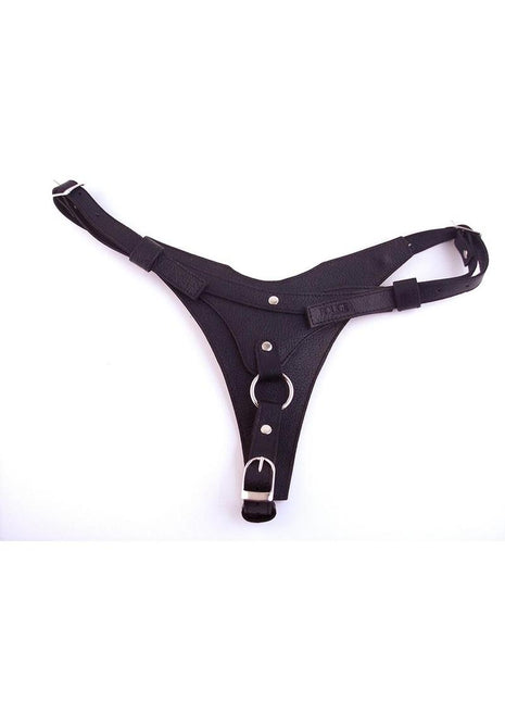 Rouge Female Dildo Leather Harness - Black
