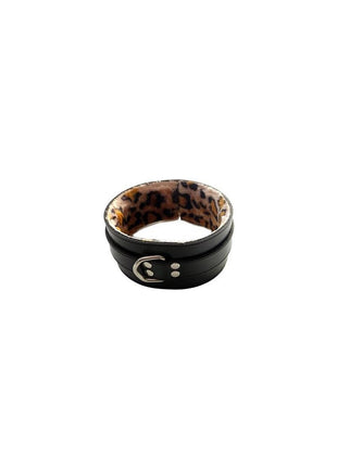 Rouge Leather Collar with Faux Fur Lining - Animal Print/Black/Leopard Print