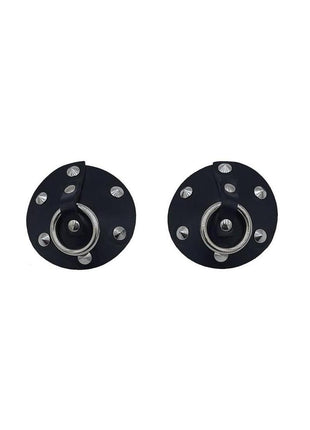 Rouge Leather Studded Nipple Covers - Black