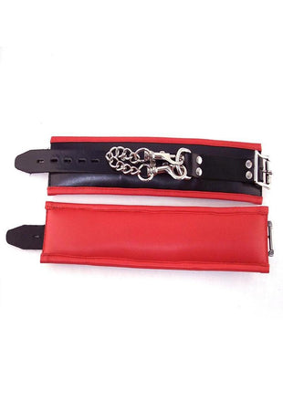 Rouge Padded Leather Adjustable Ankle Cuffs