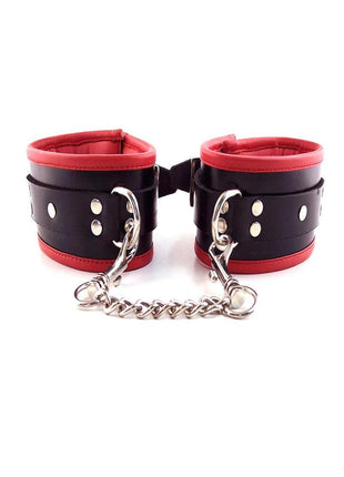 Rouge Padded Leather Adjustable Ankle Cuffs - Black/Multicolor/Red