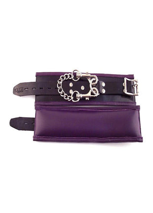 Rouge Padded Leather Adjustable Wrist Cuffs - Black/Purple