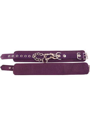 Rouge Plain Leather Adjustable Ankle Cuffs - Purple