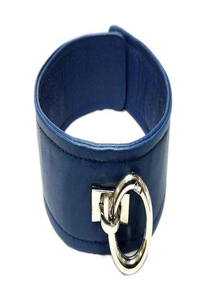 Rouge Plain Leather Adjustable Collar 1 Ring - Blue