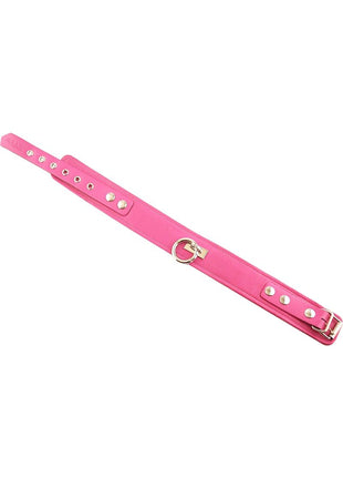 Rouge Plain Leather Adjustable Collar 1 Ring - Pink