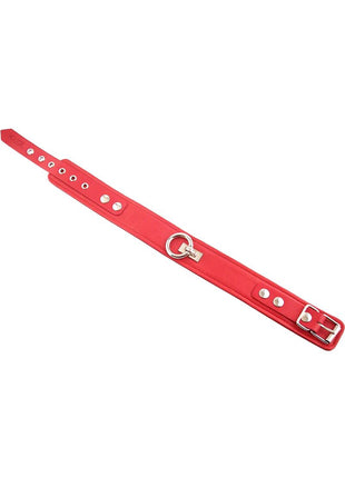 Rouge Plain Leather Adjustable Collar 1 Ring - Red