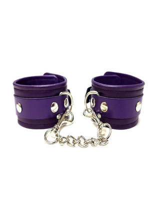Rouge Plain Leather Adjustable Wrist Cuffs - Purple