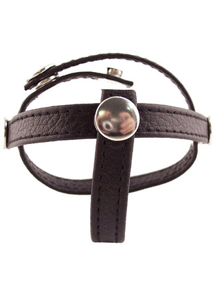 Rouge Three Piece Divider Adjustable Snap Leather Cock Ring - Black
