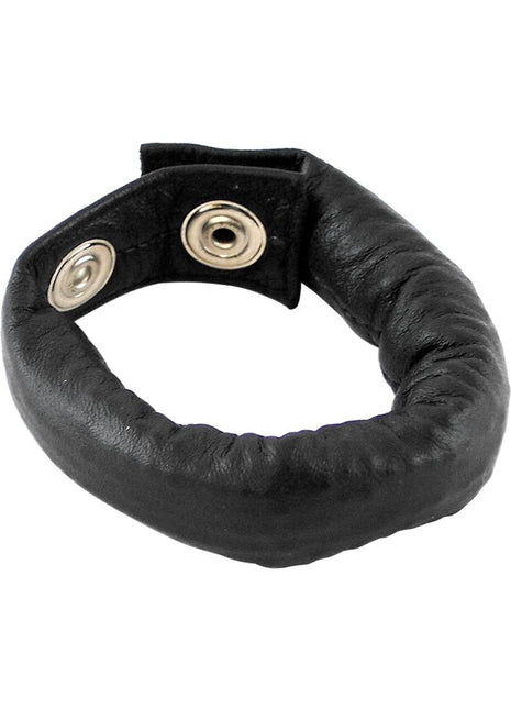 Rouge Weighted Leather Adjustable Cock Strap - Black