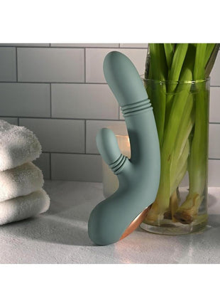Rub Me Tender Rechargeable Silicone Thrusting Vibrator with Clitoral Stimulation