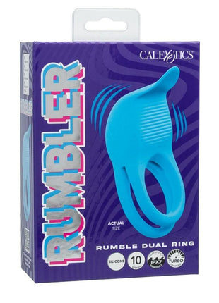 Rumbler Rumble Rechargeable Silicone Dual Cock Ring - Blue