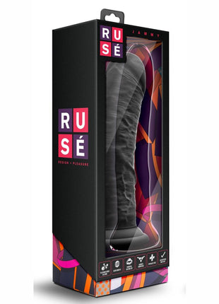 Ruse Jammy Silicone Dildo - Black - 8in