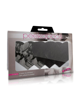 Satin and Lace Hearts Pasties - Black