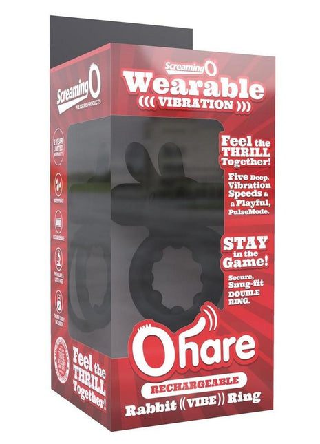 Screaming O Ohare Rechargeable Silicone Vibrating Cock Ring - Black