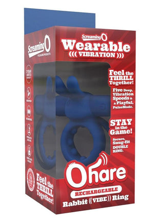 Screaming O Ohare Rechargeable Silicone Vibrating Cock Ring - Blue