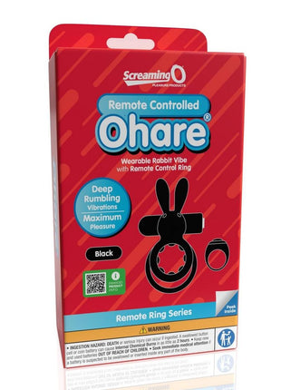Screaming O Ohare Remote Control Rechargeable Silicone Vibrating Cock Ring - Black
