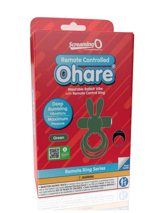Screaming O Ohare Remote Control Rechargeable Silicone Vibrating Cock Ring - Green