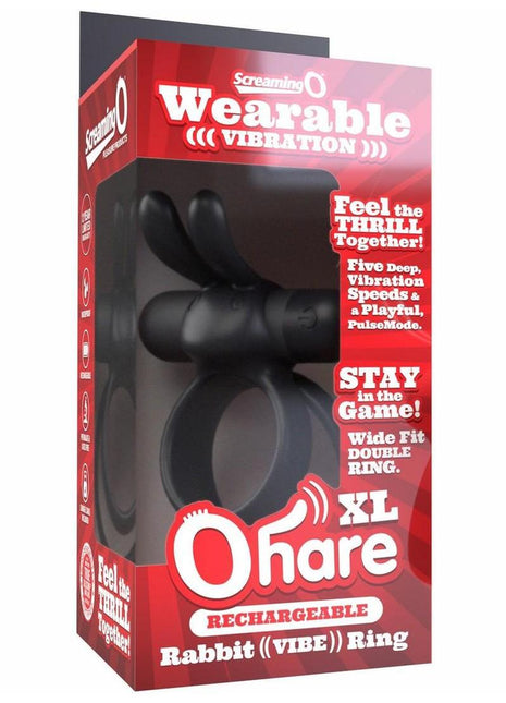 Screaming O Ohare XL Rechargeable Silicone Vibrating Cock Ring - Black - XLarge