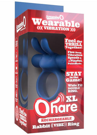 Screaming O Ohare XL Rechargeable Silicone Vibrating Cock Ring - Blue - XLarge