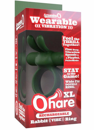 Screaming O Ohare XL Rechargeable Silicone Vibrating Cock Ring - Green - XLarge