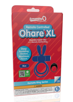 Screaming O Ohare XL Remote Control Rechargeable Silicone Vibrating Cock Ring - Blue - XLarge