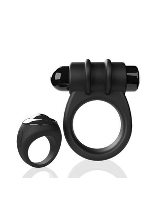 Screaming O Switch Remote Controlled Silicone Rechargeable Vibrating Ring - Black