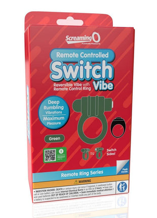 Screaming O Switch Remote Controlled Silicone Rechargeable Vibrating Ring - Green