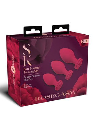 Secret Kisses Rosegasm Butt Bouquet Training Set Silicone Butt Plugs - 3 Piece - Red