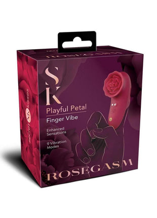 Secret Kisses Rosegasm Playful Petal Rechargeable Silicone Finger Vibrator - Red