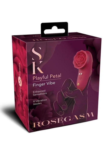 Secret Kisses Rosegasm Playful Petal Rechargeable Silicone Finger Vibrator - Red