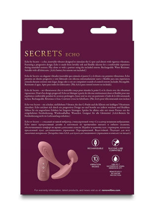 Secrets Echo Rechargeable Silicone G-Spot Vibrator with Clitoral Stimulation