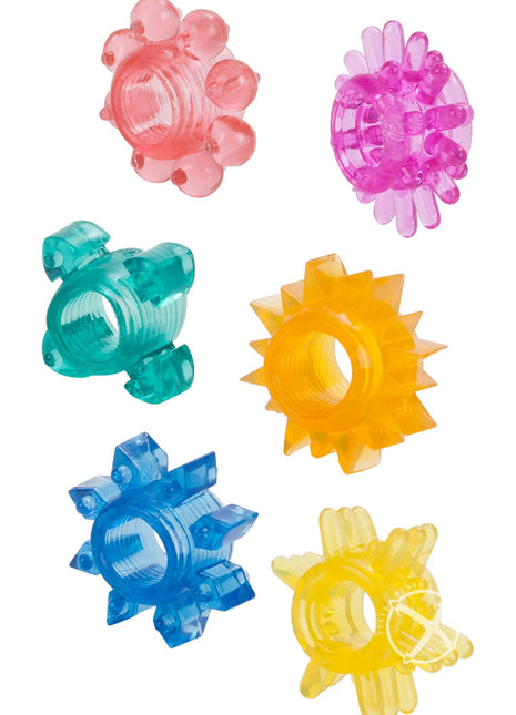 Senso 6 Pack Cock Rings - Assorted Colors - 6 Piece Set