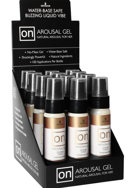 Sensuva On Arousal Gel Natural Arousal For Her Coffee Cake Flavor - 1oz - 12 Per Display