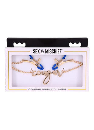 Sex and Mischief Cougar Nipple Clamps - Blue/Gold/Navy