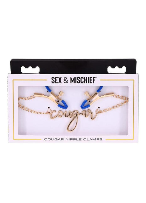 Sex and Mischief Cougar Nipple Clamps - Blue/Gold/Navy