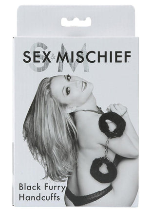 Sex and Mischief Furry Handcuffs - Black