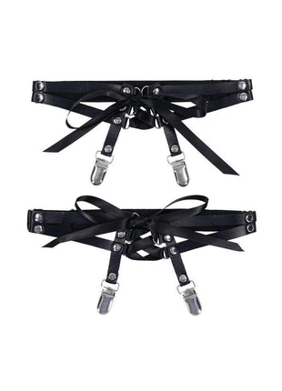 Sex and Mischief Laced Up Garters - Black
