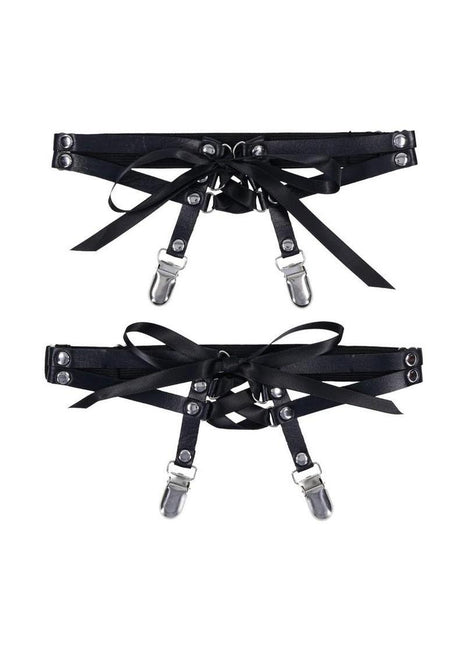 Sex and Mischief Laced Up Garters - Black