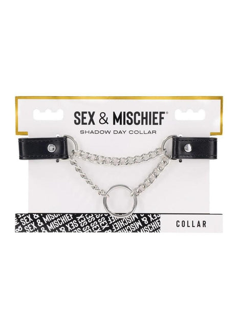 Sex and Mischief Shadow Day Collar - Black/Metal/Silver